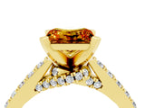 Yellow gold Princess Cut Citrine Solitaire Ring with Crossover Gallery and Round  Pavé Band_16