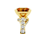 Yellow gold Princess Cut Citrine Solitaire Ring with Crossover Gallery and Round  Pavé Band_17