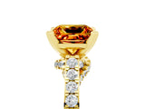 Yellow gold Princess Cut Citrine Solitaire Ring with Crossover Gallery and Round  Pavé Band_41