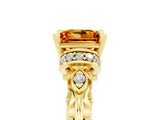 Yellow gold Princess Cut Citrine Solitaire Ring with Filigree Band and Four-Prong Setting_29