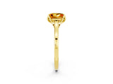 Yellow gold Princess Cut Citrine Solitaire Ring with Flower Prong Setting and Classic Band_14