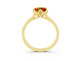 Yellow gold Princess Cut Citrine Solitaire Ring with Flower Prong Setting and Classic Band_15