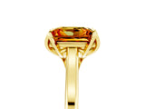 Yellow gold Princess Cut Citrine Solitaire Ring with Flower Prong Setting and Classic Band_17