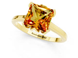 Yellow gold Princess Cut Citrine Solitaire Ring with Flower Prong Setting and Classic Band_37
