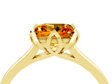 Yellow gold Princess Cut Citrine Solitaire Ring with Flower Prong Setting and Classic Band_40