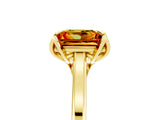 Yellow gold Princess Cut Citrine Solitaire Ring with Flower Prong Setting and Classic Band_41