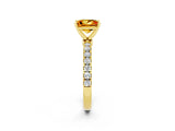 Yellow gold Princess Cut Citrine Solitaire Ring with Pavé Accents and Four-Prong Setting_2
