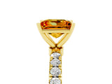 Yellow gold Princess Cut Citrine Solitaire Ring with Pavé Accents and Four-Prong Setting_5