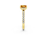 Yellow gold Princess Cut Citrine Solitaire Ring with Pavé Band and Four-Prong Setting_26