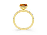 Yellow gold Princess Cut Citrine Solitaire Ring with Pavé Band and Four-Prong Setting_27