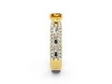 Yellow gold Princess Cut Citrine Solitaire Ring with Pavé and Channel Set Band_2