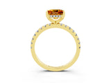 Yellow gold Princess Cut Citrine Solitaire Ring with Round  Pavé Band and Four-Prong Setting_39