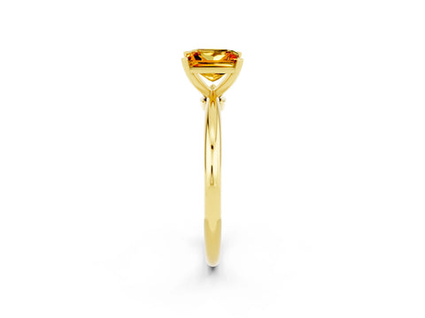 Yellow gold Princess Cut Citrine Solitaire Ring with Six-Prong Setting and Classic Band_2
