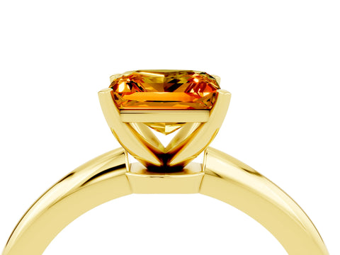 Yellow gold Princess Cut Citrine Solitaire Ring with Six-Prong Setting and Classic Band_4