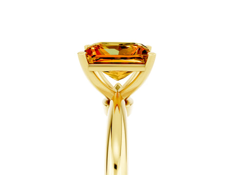 Yellow gold Princess Cut Citrine Solitaire Ring with Six-Prong Setting and Classic Band_5