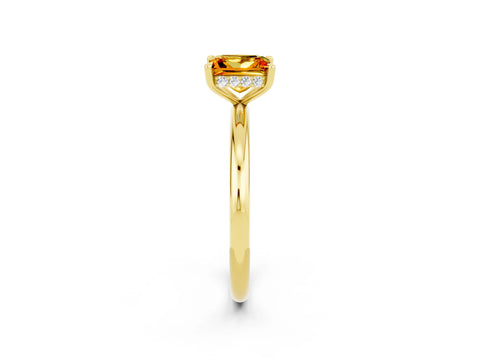 Yellow gold Princess Cut Citrine Solitaire Ring with Thin Band and Four-Prong Setting_2