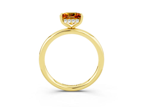 Yellow gold Princess Cut Citrine Solitaire Ring with Thin Band and Four-Prong Setting_3