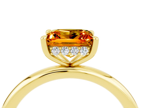 Yellow gold Princess Cut Citrine Solitaire Ring with Thin Band and Four-Prong Setting_4