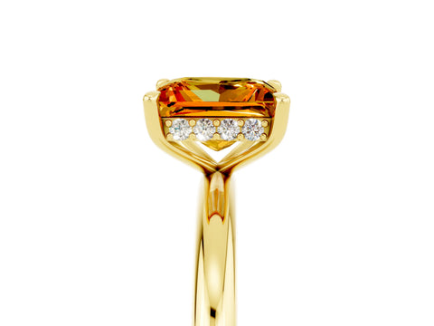Yellow gold Princess Cut Citrine Solitaire Ring with Thin Band and Four-Prong Setting_5