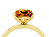 Yellow gold Princess Cut Citrine Solitaire Ring with Thin Band and Prong Setting_16