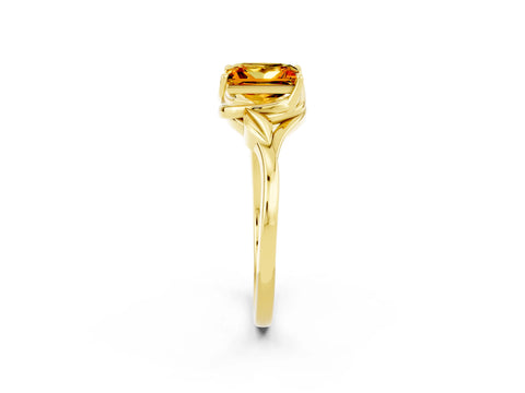Yellow gold Princess Cut Citrine Solitaire Ring with Twist Band and Four-Prong Setting_26