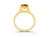 Yellow gold Princess Cut Citrine Solitaire Ring with Wide Band and Prong Setting_3