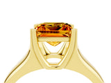 Yellow gold Princess Cut Citrine Solitaire Ring with Wide Band and Prong Setting_4