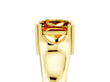 Yellow gold Princess Cut Citrine Solitaire Ring with Wide Band and Prong Setting_5