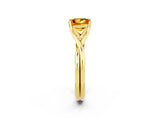 Yellow gold Princess Cut Citrine Solitaire Twist Band Prong Setting Ring_60