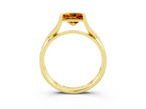 Yellow gold Princess Cut Citrine Solitaire Twist Band Prong Setting Ring_61