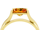 Yellow gold Princess Cut Citrine Solitaire Twist Band Prong Setting Ring_62