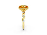 Yellow gold Princess Cut Citrine Solitaire Twisted Band with Round  Accents and Prong Setting_14