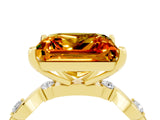 Yellow gold Princess Cut Citrine Solitaire Twisted Band with Round  Accents and Prong Setting_16