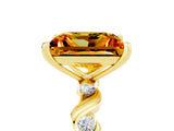 Yellow gold Princess Cut Citrine Solitaire Twisted Band with Round  Accents and Prong Setting_17
