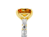 Yellow gold Princess Cut Citrine Solitaire with Side Baguettes and Channel Set Band_5