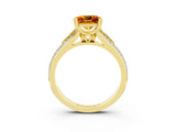 Yellow gold Princess Cut Citrine Split Shank Engagement Ring with Pavé Band_3