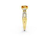 Yellow gold Princess Cut Citrine Three-Stone Ring with Pavé Split Shank and Four-Prong Setting_2