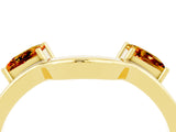 Yellow gold Princess Cut Citrine Two-Stone Open Band Ring with Four-Prong Setting_10