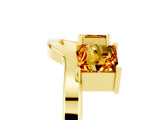 Yellow gold Princess Cut Citrine Two-Stone Open Band Ring with Four-Prong Setting_11