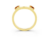 Yellow gold Princess Cut Citrine Two-Stone Open Band Ring with Four-Prong Setting_9