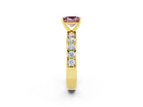Yellow gold Princess Cut Cut Channel Set Diamond Engagement Ring with Four-Prong Setting_2
