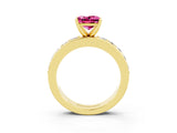 Yellow gold Princess Cut Cut Channel Set Diamond Engagement Ring with Four-Prong Setting_3