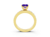 Yellow gold Princess Cut Cut Channel Set Diamond Engagement Ring with Four-Prong Setting_3