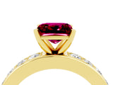 Yellow gold Princess Cut Cut Channel Set Diamond Engagement Ring with Four-Prong Setting_4