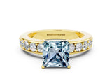Yellow gold Princess Cut Cut Channel Set Diamond Engagement Ring with Four-Prong Setting