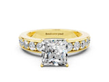 Yellow gold Princess Cut Cut Channel Set Diamond Engagement Ring with Four-Prong Setting
