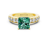 Yellow gold Princess Cut Cut Channel Set Diamond Engagement Ring with Four-Prong Setting