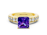 Yellow gold Princess Cut Cut Channel Set Diamond Engagement Ring with Four-Prong Setting