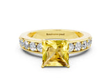 Yellow gold Princess Cut Cut Channel Set Diamond Engagement Ring with Four-Prong Setting