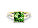 Yellow gold Princess Cut Cut Channel Set Solitaire Engagement Ring with Four-Prong Setting